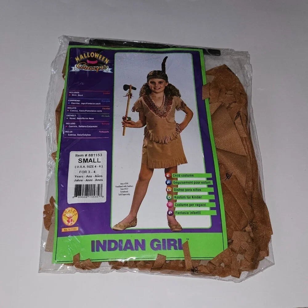 Native American Indian Girl Halloween Costume Girls Small Sz 4-6 (for 3-4 Years)